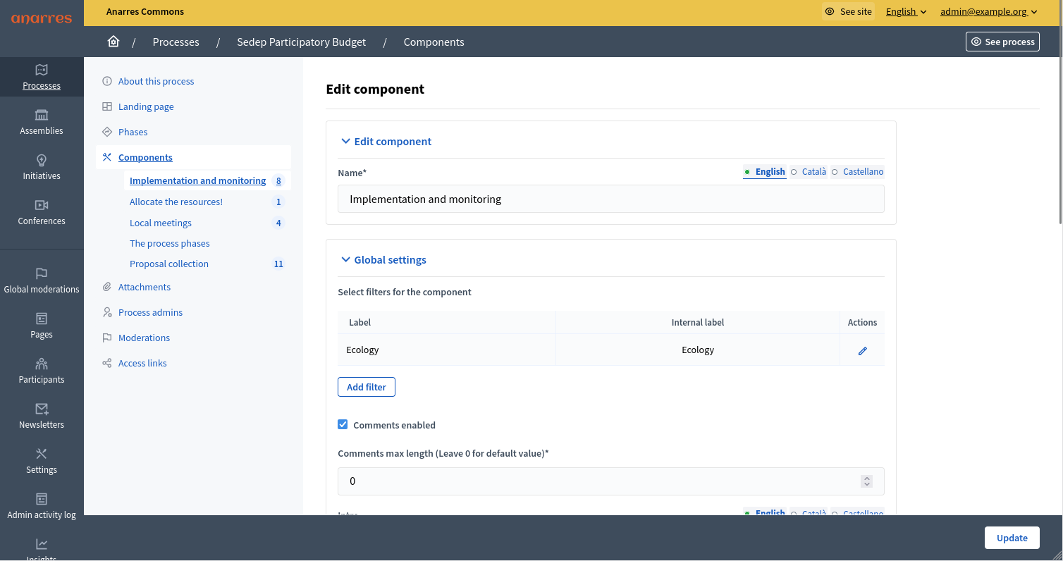 Add taxonomy filter to your accountability component